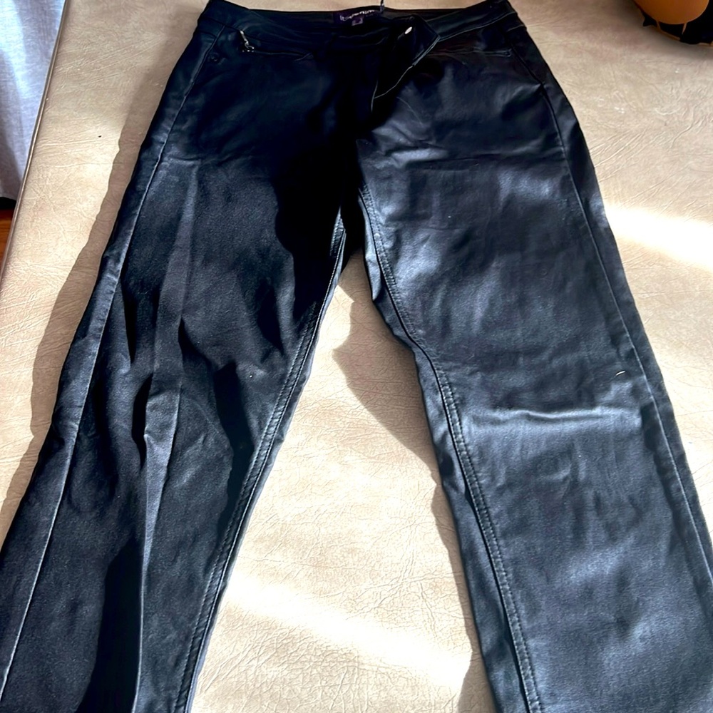 Black faux leather pants